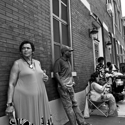 Black family on sidewalk Northside 2023